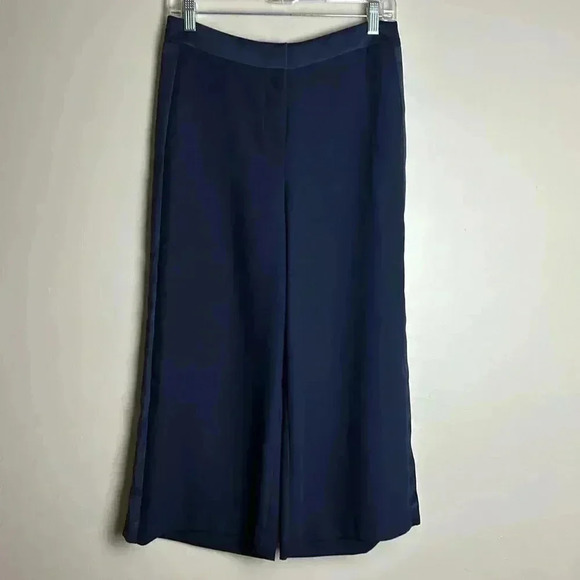 Boden Pants Wide Leg 6P Tuxedo Cropped Navy Trousers Work Business Office Slacks - Picture 4 of 13